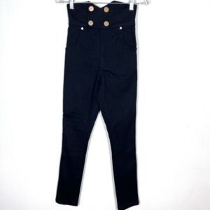 Alice McCall Black  Shut The Front J'adore Gold Button Skinny Jeans